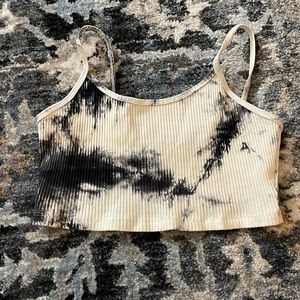 Tie dye navy blue and white tank top crop top